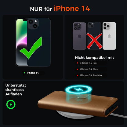 EASDNB iPhone 14 Handyhülle Panzer Schutz RFID Braun