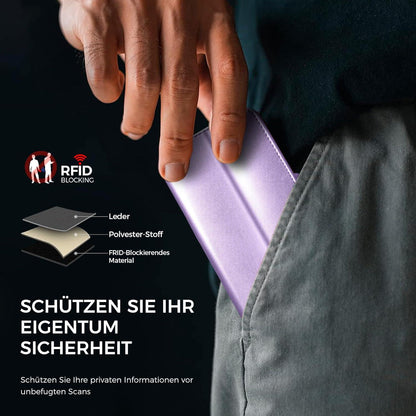 EASDNB iPhone 15 Handyhülle Panzer Schutz Glas RFID Blocker Standfunktion - HellLila