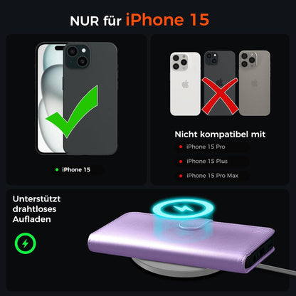 EASDNB iPhone 15 Handyhülle Leder Klapphülle RFID Schutz HellLila