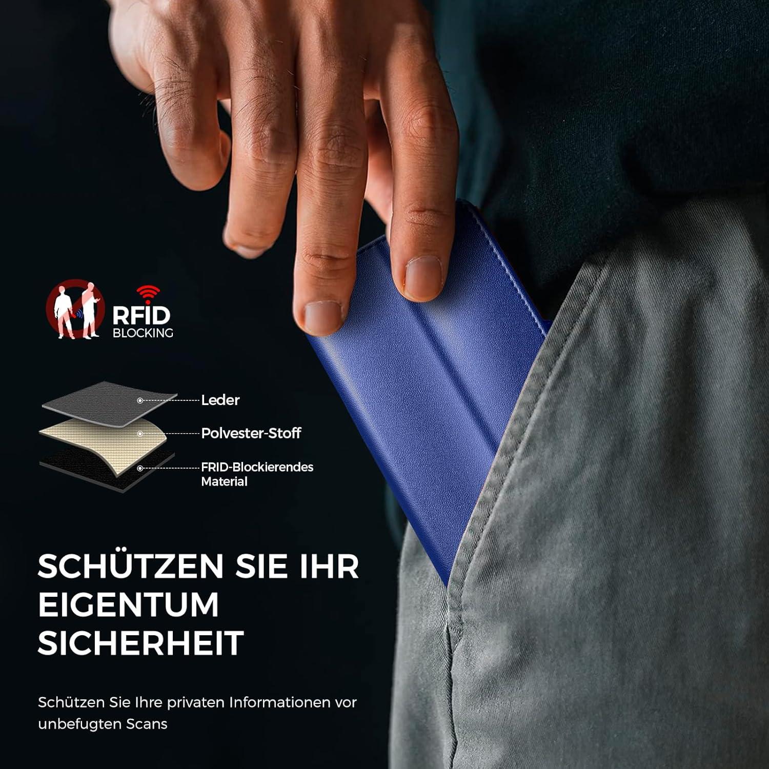 iPhone 12 Pro Handyhülle Königsblau Lederhülle mit Standfunktion & RFID Blocker