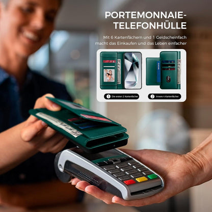 Handyhülle für Samsung Galaxy S24 Ultra Hülle Wallet Leder Grün