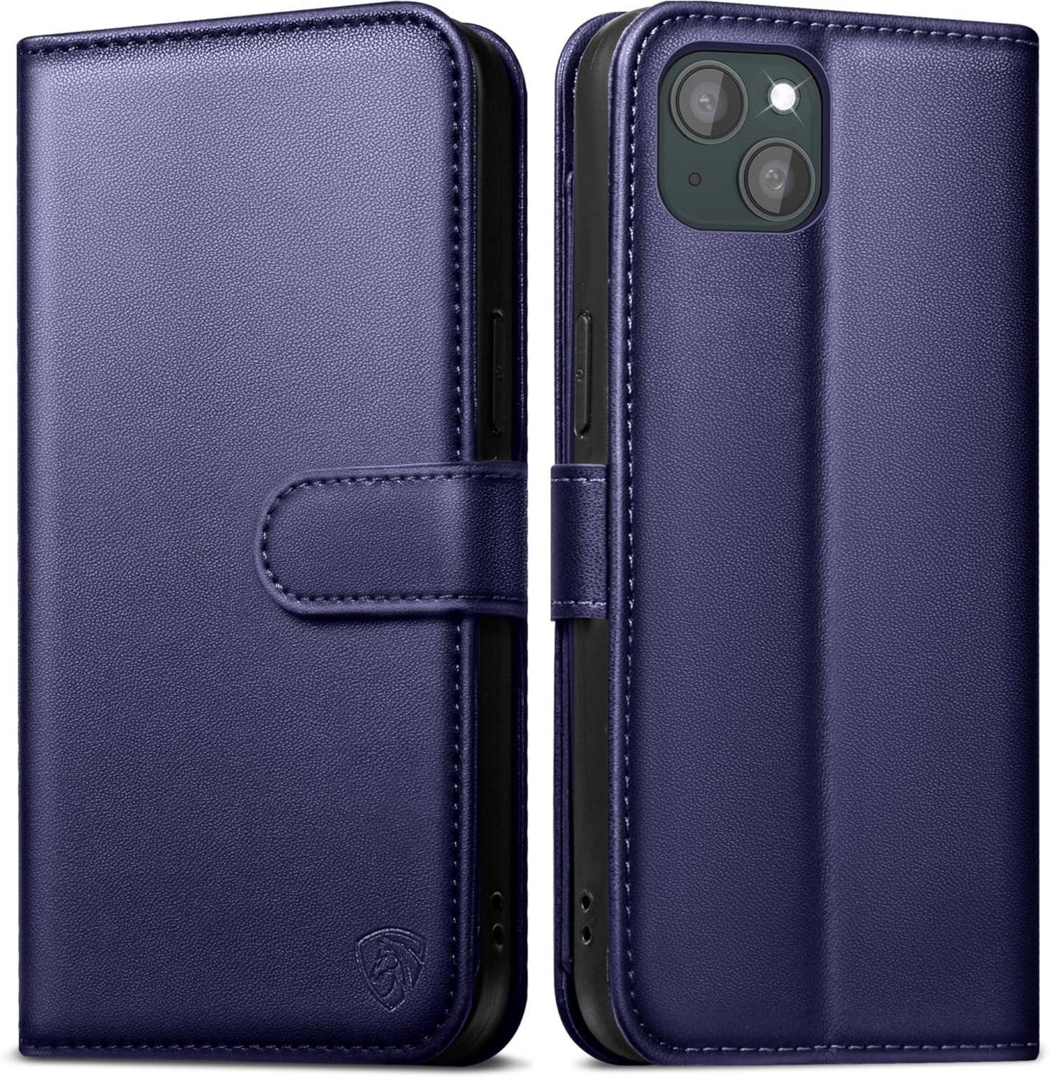 iPhone 14 Klapphülle RFID Schutz 6 Kartenfächer Blau