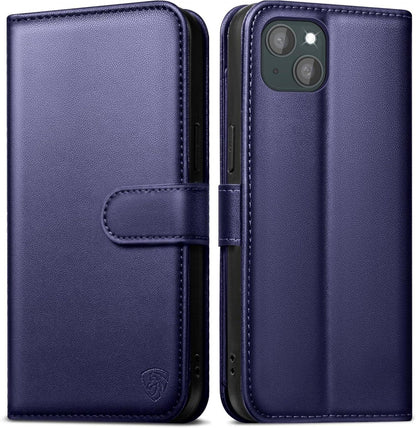 iPhone 14 Klapphülle RFID Schutz 6 Kartenfächer Blau