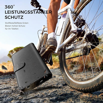 Handyhülle Xiaomi Redmi A3 Schwarz Schutzglas Kartenfächer RFID