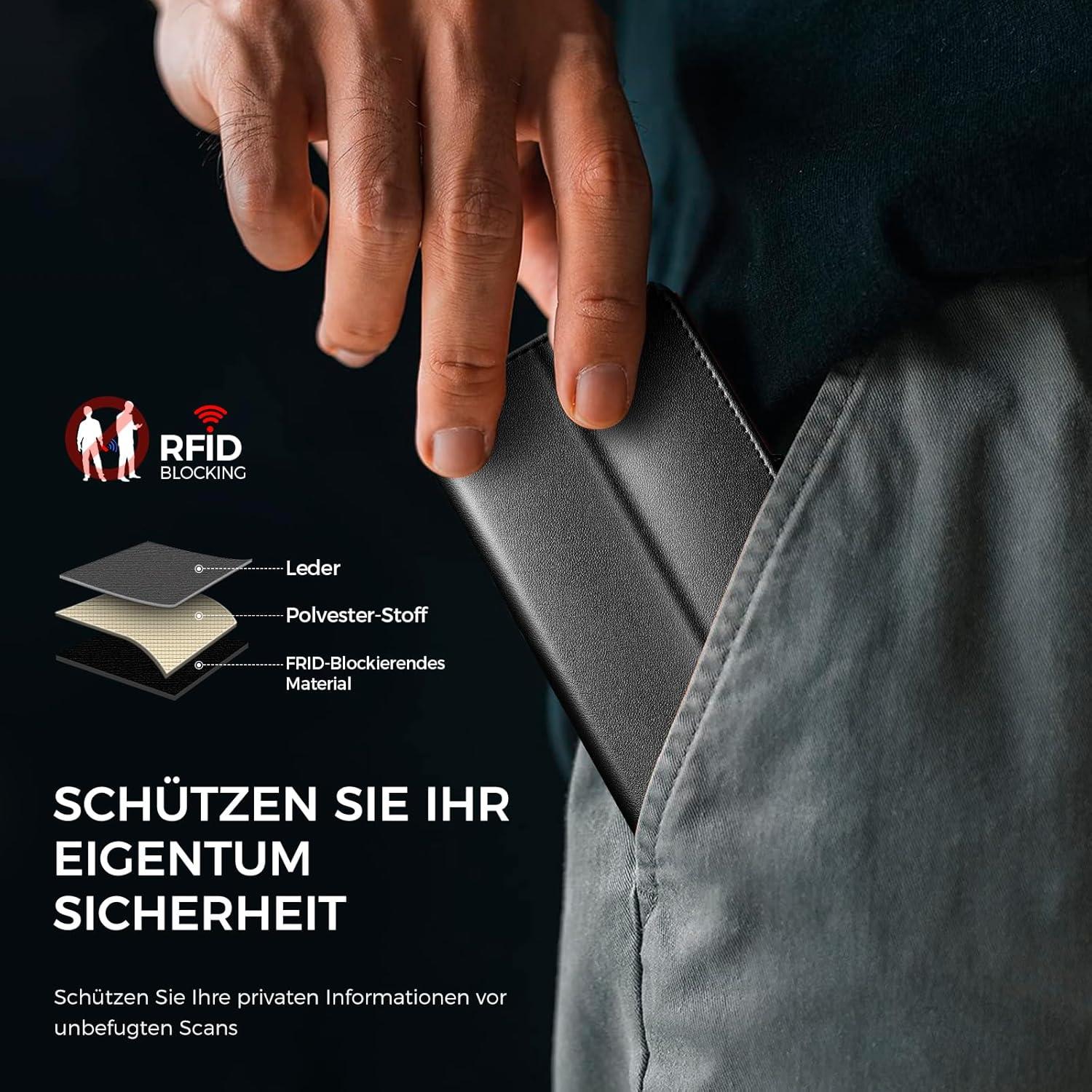 Handyhülle für Xiaomi Redmi A3 mit Panzer Schutz Glas, Kartenfächer, RFID Blocker, Standfunktion - Schwarz