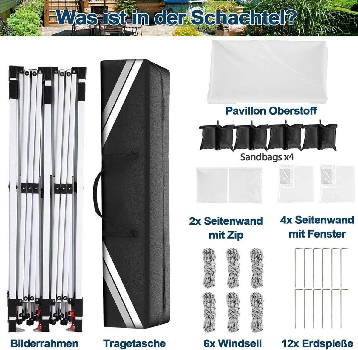 Faltpavillon 3x6m Wasserdicht Stabil Winterfest Partyzelt Pop up