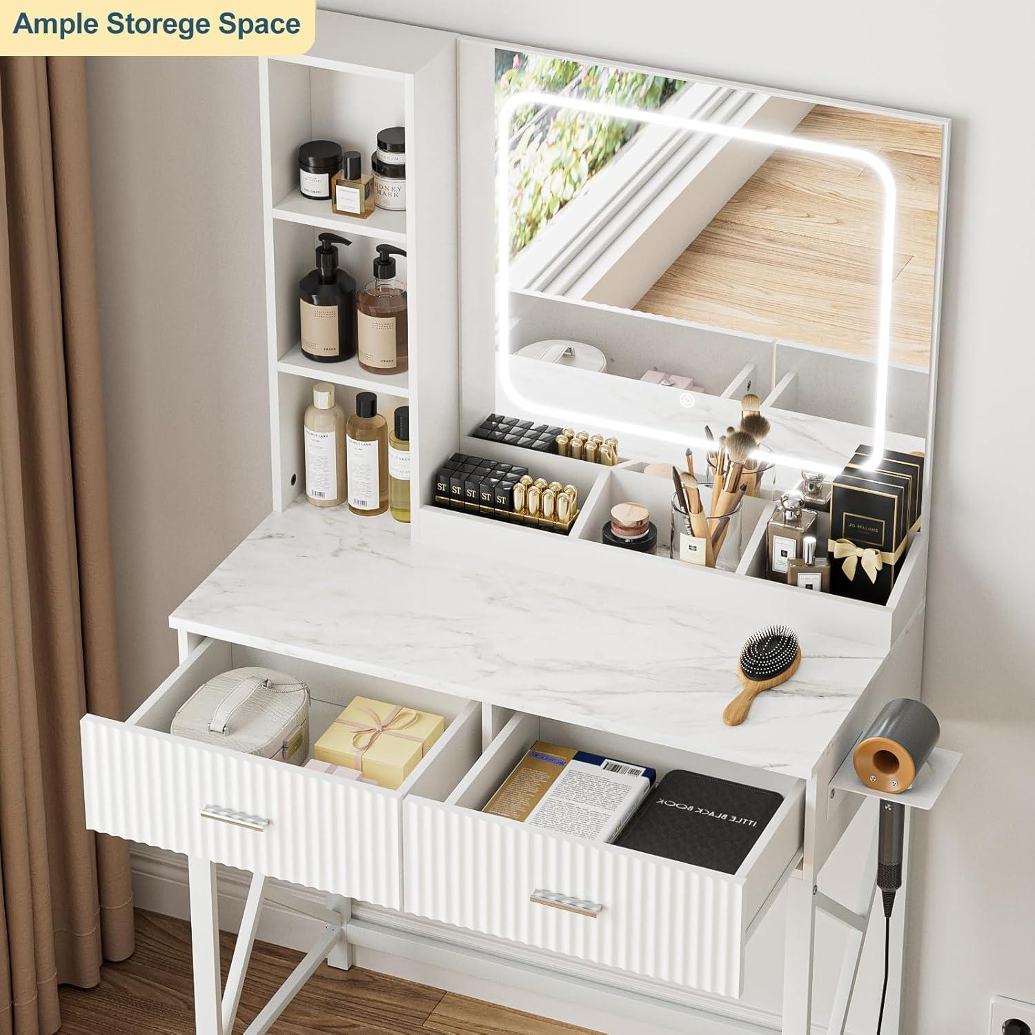 LED Schminktisch mit Spiegel 138x40x80cm
