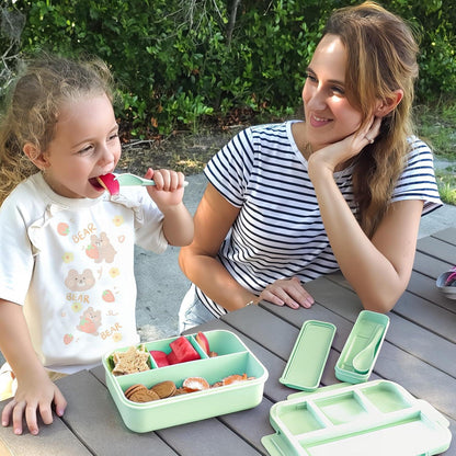 Brotdose Kinder 1300ML mit 4 Fächern Lunchbox Auslaufsicher Bento Box