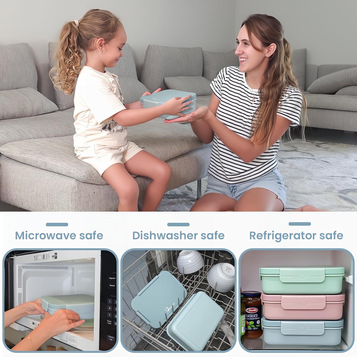 Brotdose Kinder Lunchbox 1300ml Auslaufsicher 4 Fächer Blau
