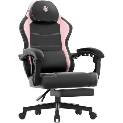 Ergonomischer Gaming Stuhl mit Lendenwirbelstütze, Rosa