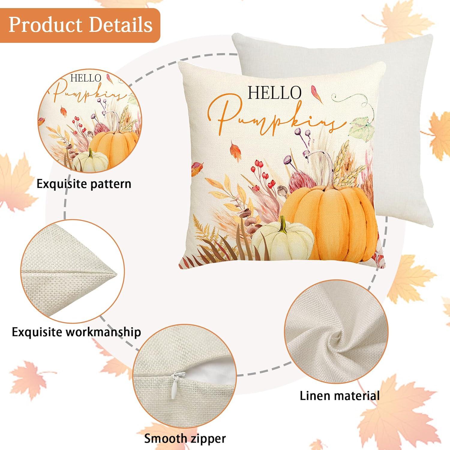 Thanksgiving Kissenbezüge 45x45cm 4er Set Baumwolle Leinen Sofa Bett