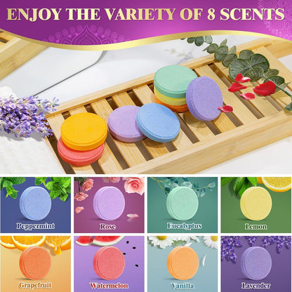 Aromatherapie Duschbomben Geschenkset 8er Pack - SPA für Frauen & Männer - Natürliche Duftstoffe - Vegan & Tierversuchsfrei