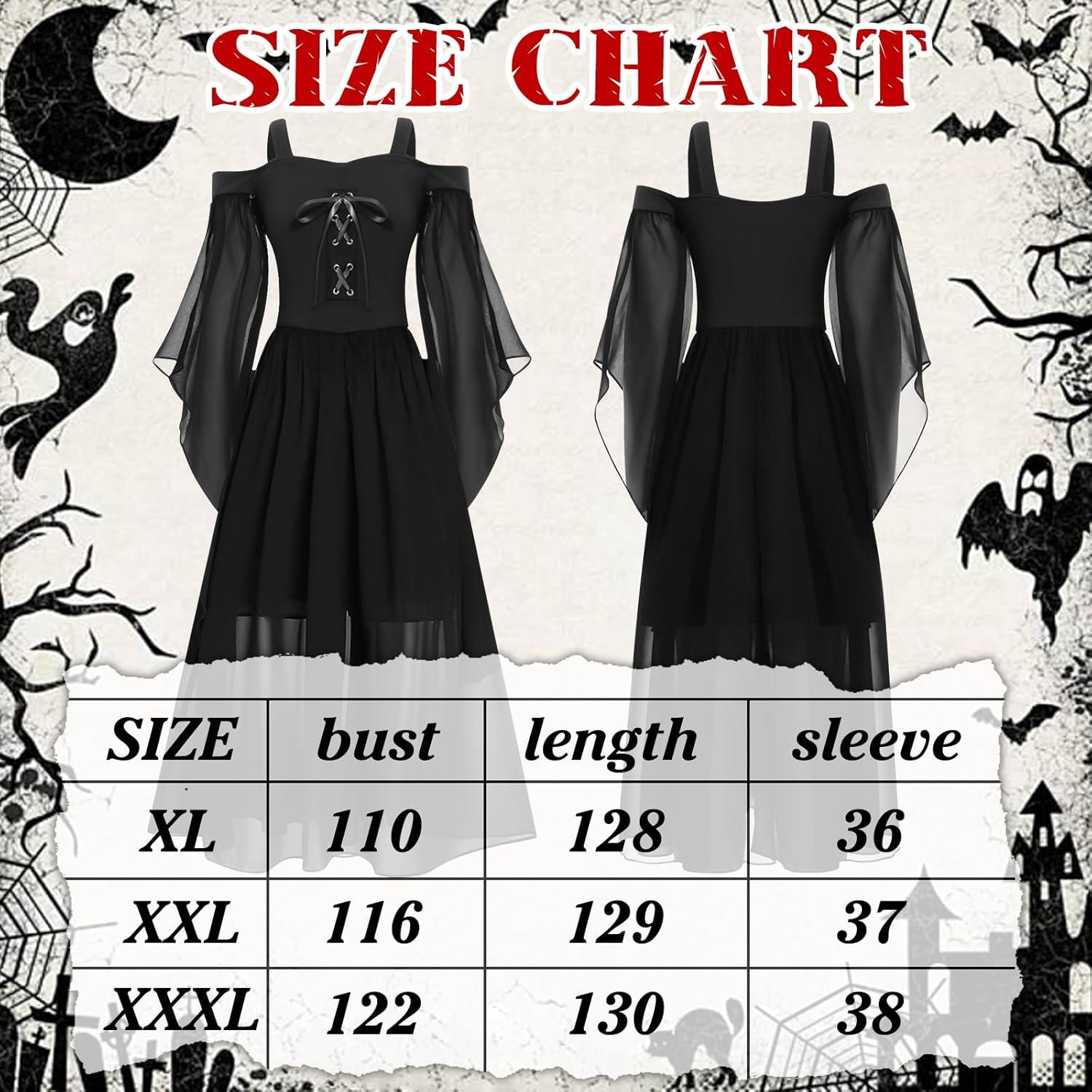 Halloween Gothic Kleid Kostüm Damen Mittelalter