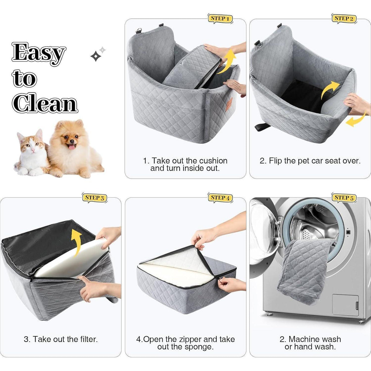 Hunde Autositz grau mittel – Waschbar & Sicher