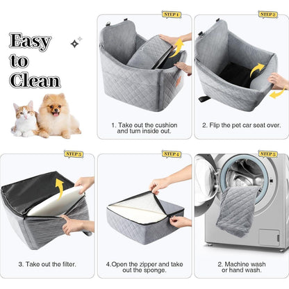 Hunde Autositz grau mittel – Waschbar & Sicher