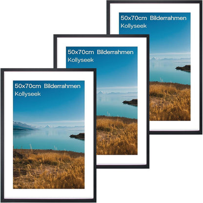3er Set Bilderrahmen 40x50 cm MDF Acrylglas Schwarz