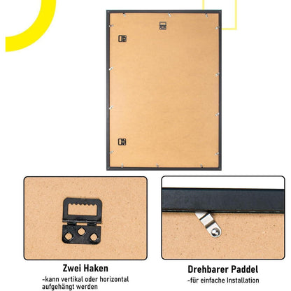 3er Set Bilderrahmen 40x50 cm MDF Acrylglas Schwarz