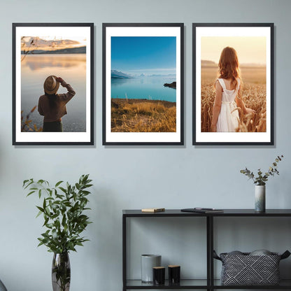 3er Set Bilderrahmen 40x50 cm MDF Acrylglas Schwarz