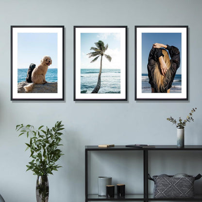 3er Set Bilderrahmen 40x50 cm MDF Acrylglas Schwarz
