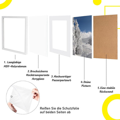 Bilderrahmen 3er Set 50x70 cm MDF Acrylglas Weiß Magnetverschluss