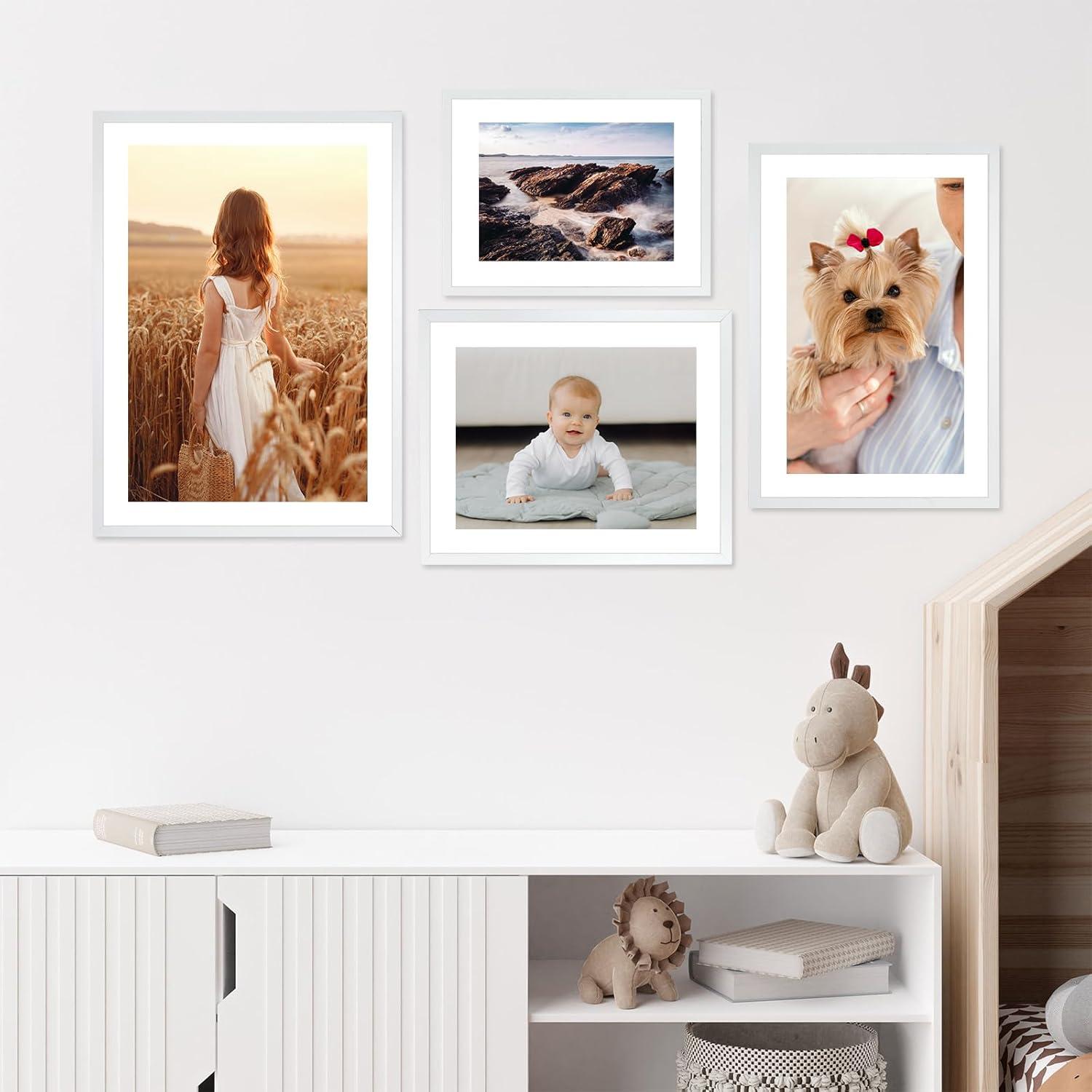 3er Set Bilderrahmen 40x60 cm MDF Acrylglas weiß Holzbilderrahmen