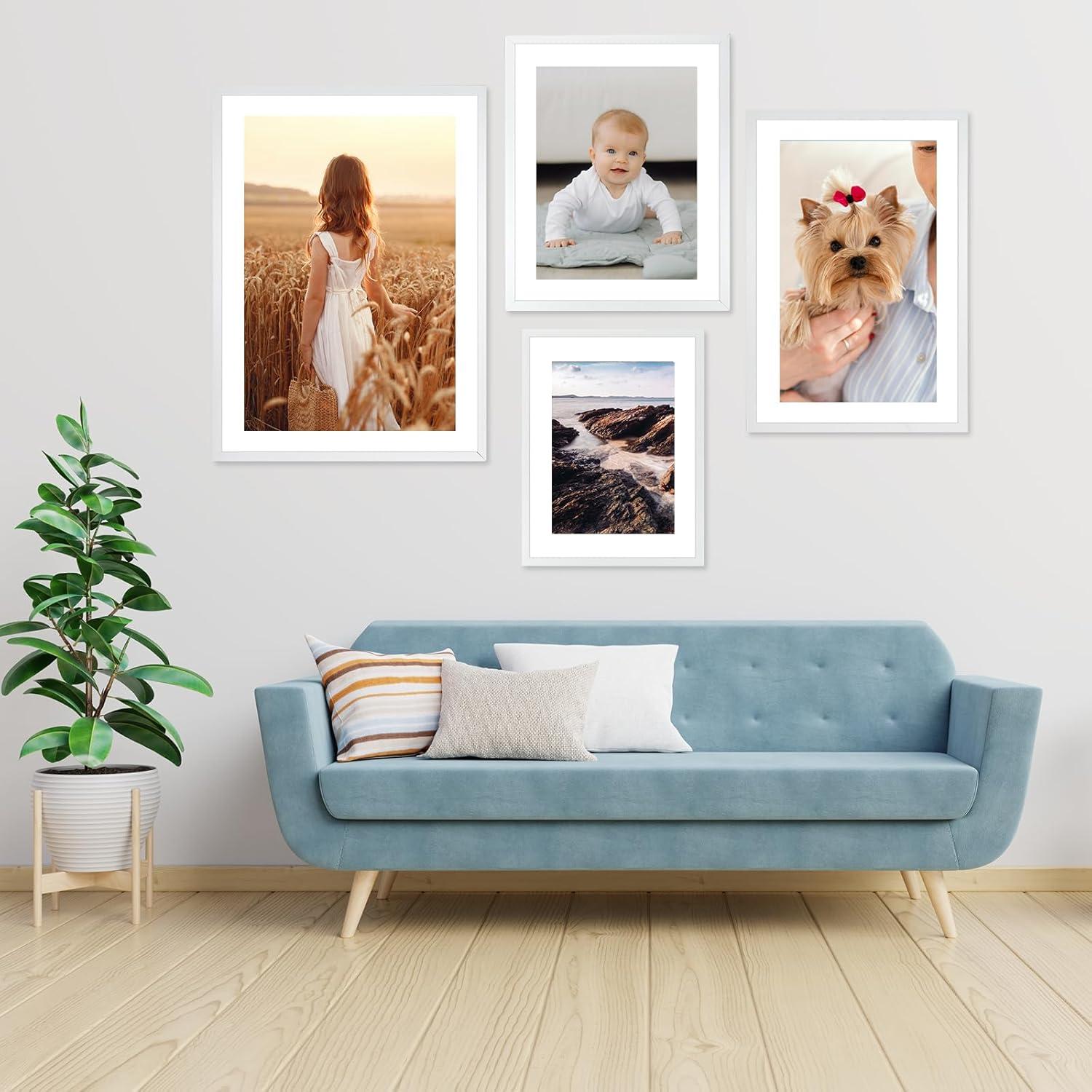 3er Set Bilderrahmen 40x60cm MDF Acrylglas Weiß für Foto Collage