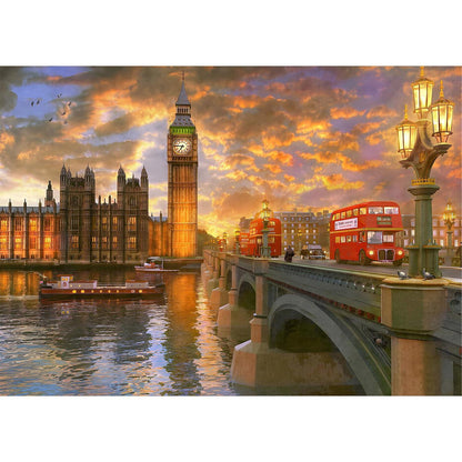 Diamant Painting Abendrot in Westminster, 5D London Motiv