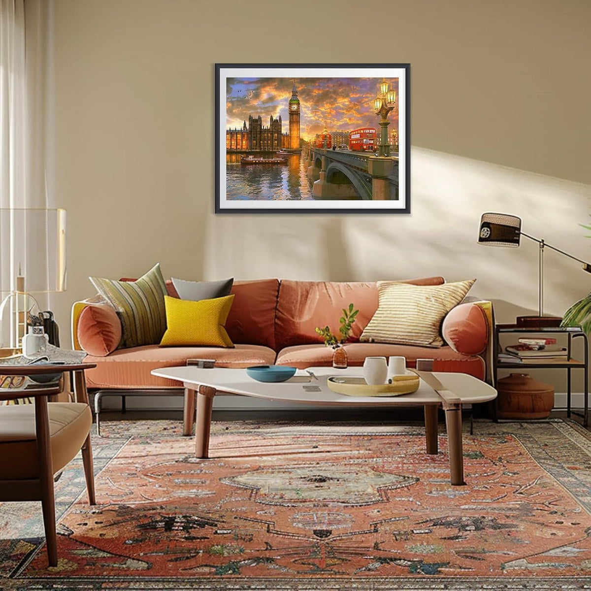 Diamant Painting Abendrot in Westminster, 5D London Motiv