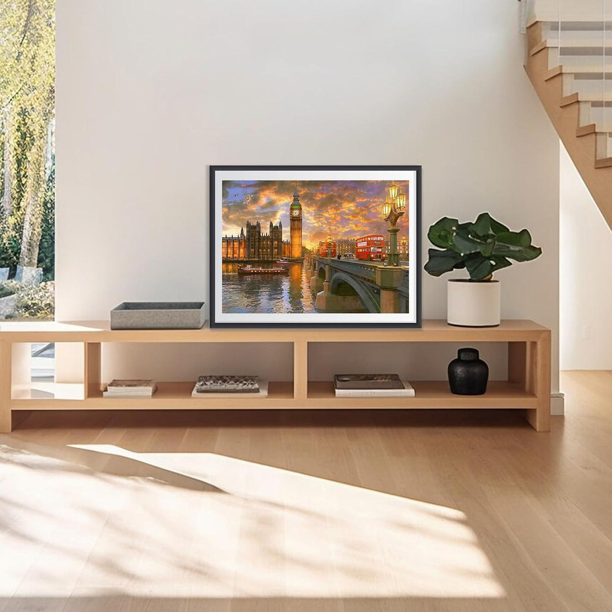 Diamant Painting Abendrot in Westminster, 5D London Motiv