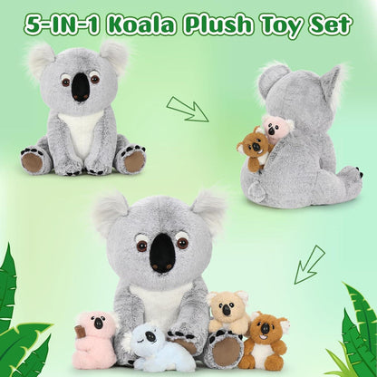 XXL Koala Kuscheltier mit Babys - Weiches Plüschtier für Kinder