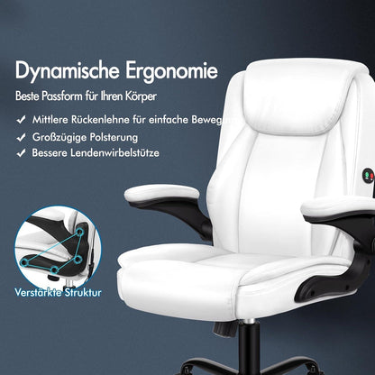 Ergonomischer Massage Bürostuhl Mid Back Weiß 150kg - SGS Gas-Lift, Gaming Stuhl PU-Leder Kaufland