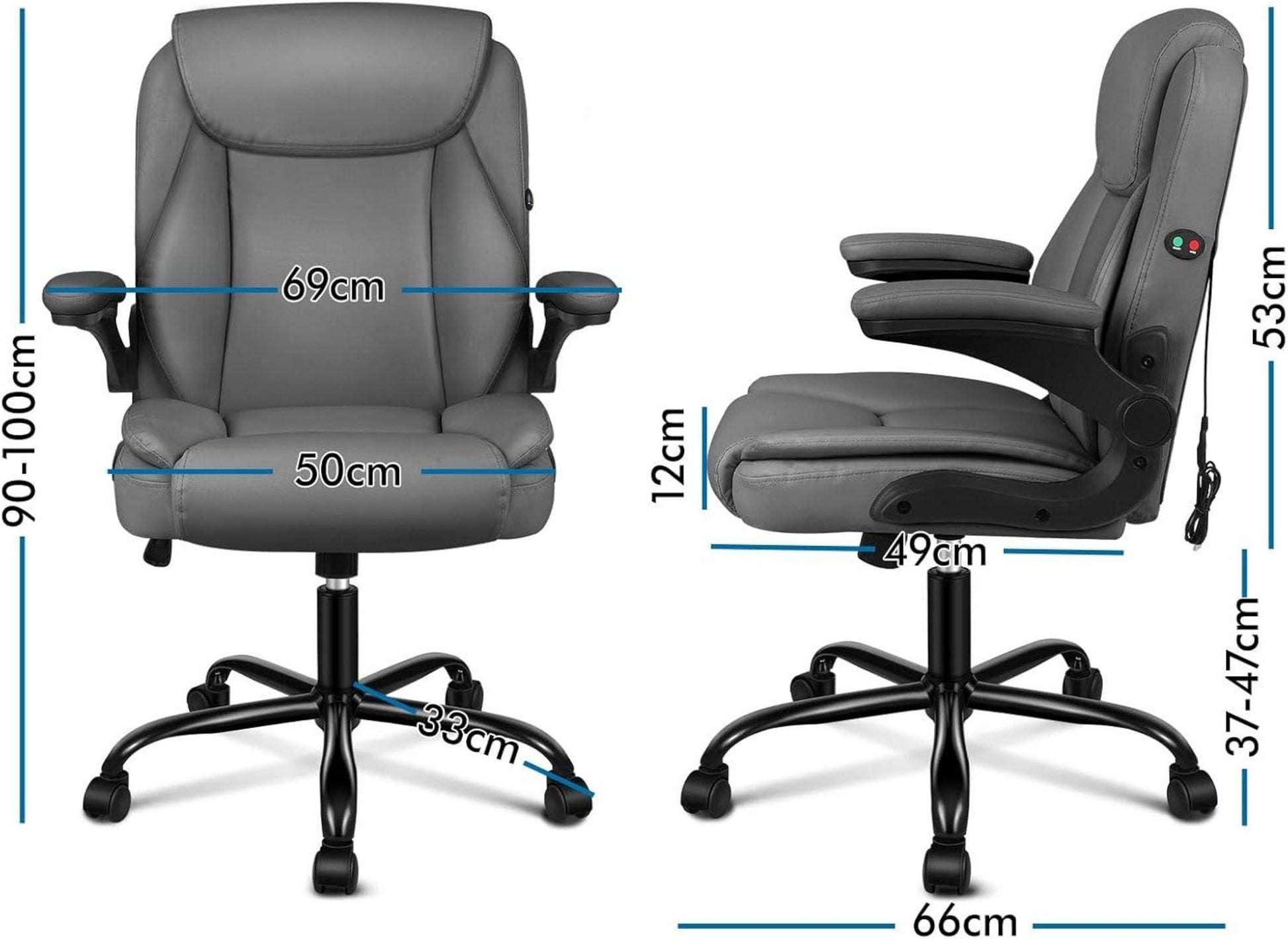 ALFORDSON Ergonomischer Massage Bürostuhl Mid Back Grau
