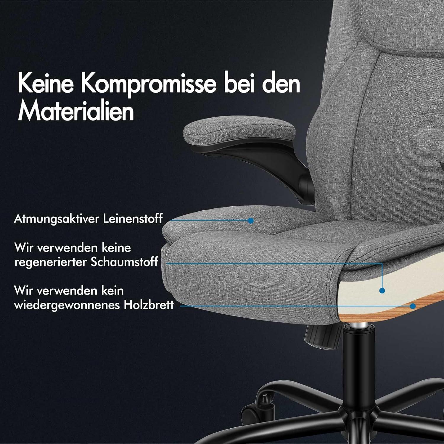 ALFORDSON Ergonomischer Massage Gaming Bürostuhl 150kg Leinenstoff Grau