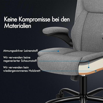ALFORDSON Ergonomischer Massage Gaming Bürostuhl 150kg Leinenstoff Grau