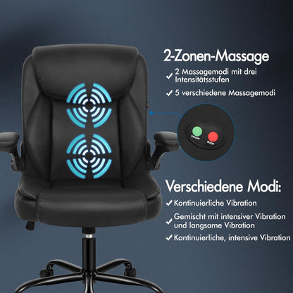 ALFORDSON Ergonomischer Massage Bürostuhl Schwarz PU-Leder