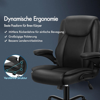 ALFORDSON Ergonomischer Massage Bürostuhl Schwarz PU-Leder