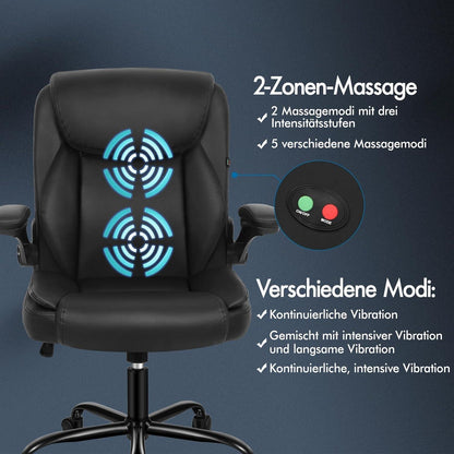 Ergonomischer Massage Bürostuhl Mid Back Schwarz PU-Leder 150kg
