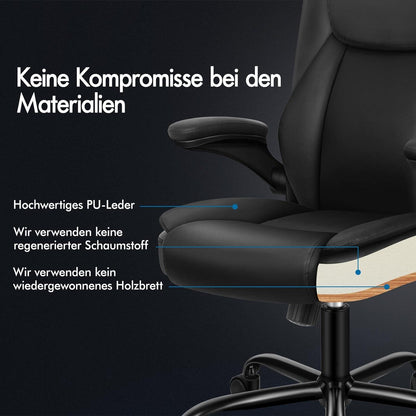 Alfordson Ergonomischer Massage Bürostuhl Schwarz 150kg PU-Leder