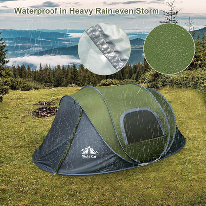 Night Cat Pop Up Zelt 2-4 Personen Wasserdicht Atmungsaktiv Einstellbar Camping Strandwandern