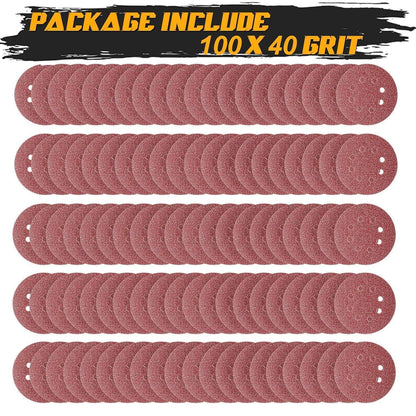 100x Schleifscheiben 125mm Klett 8 Loch 40er Körnung Exzenterschleifer