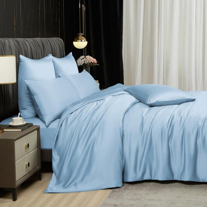 Bambus Bettwäsche Set 200x220 cm - Kühlend & Atmungsaktiv Himmelblau