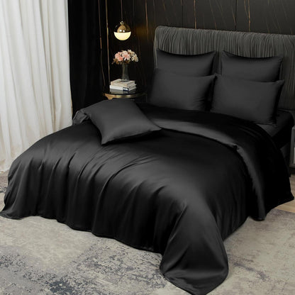 Bambus Bettwäsche Set 200x200 cm | Atmungsaktiv & Kühlend Schwarz