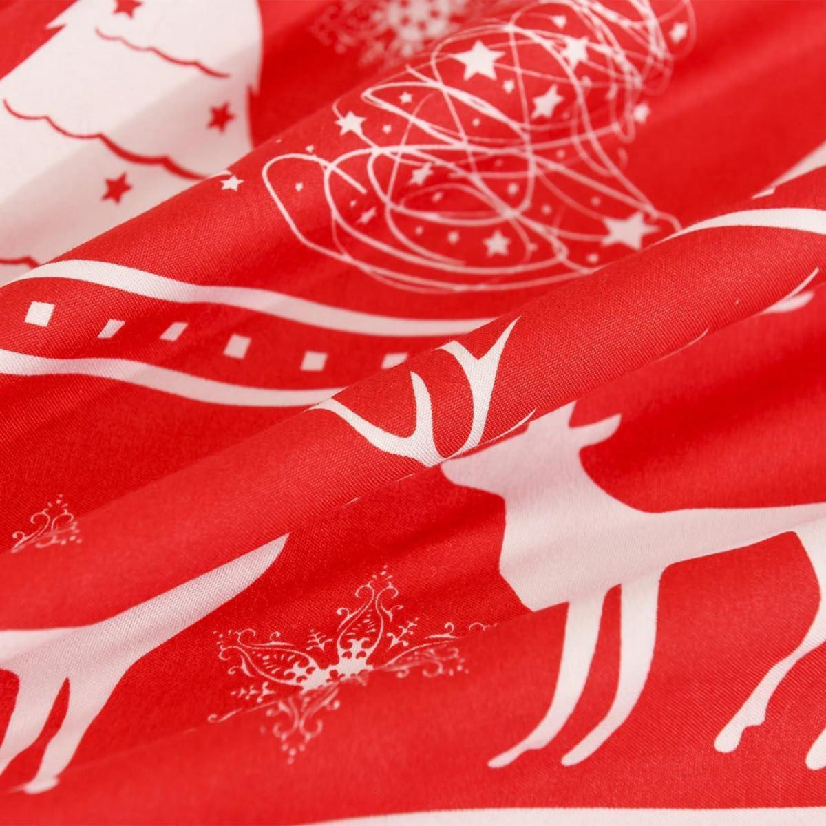 Weihnachts Bettwäsche Set 200x220 cm Rot Elch Motiv