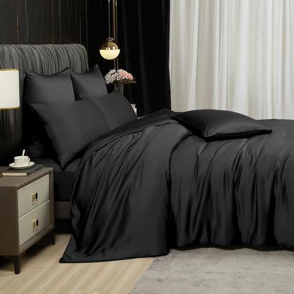 Bambus Bettwäsche Set 200x220 cm Schwarz – Kühlend & Atmungsaktiv