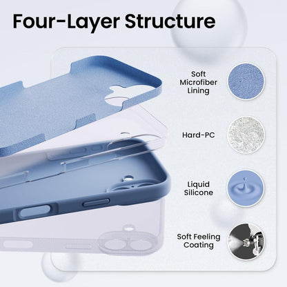 iPhone 16 Silikon Hülle mit Kameraschutz und 2 Schutzfolien - Französisch Blau