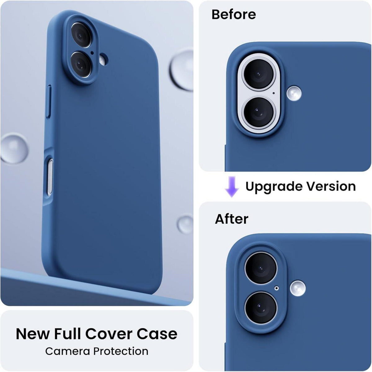 iPhone 16 Hülle mit Kameraschutz und 2 Schutzfolien - Blau