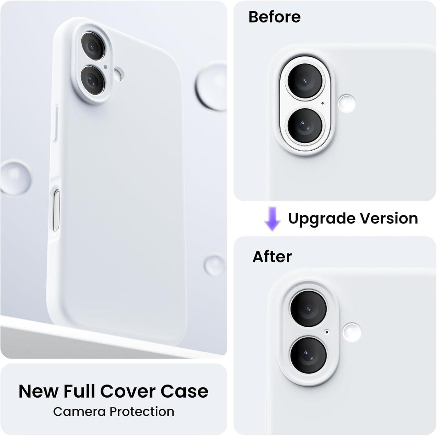 Schutzhülle für iPhone 16 in Weiß mit Kameraschutz und Schutzfolien - Silikon-Handyhülle 6.1 Zoll