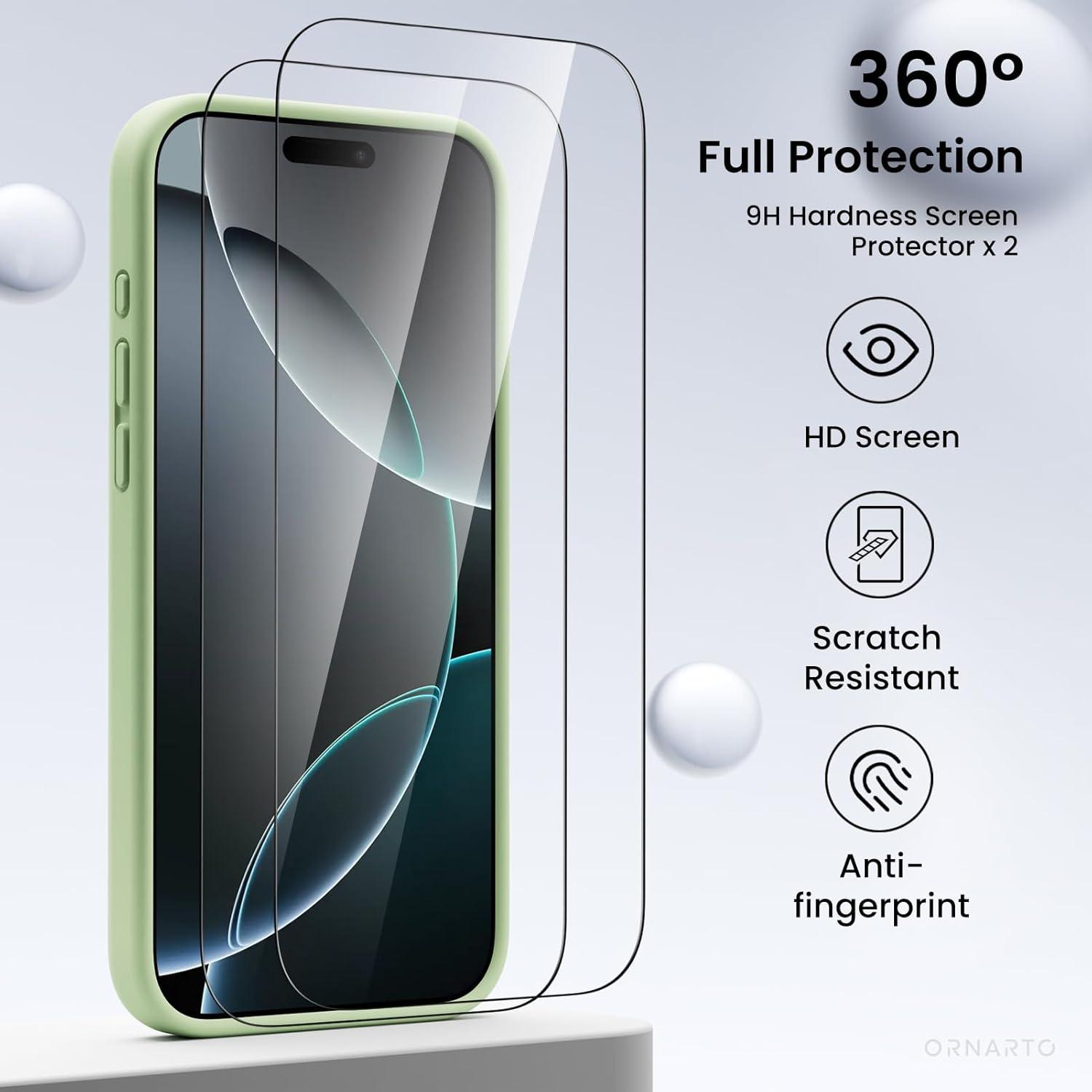 Schutzhülle für iPhone 16 Pro Max - Flüssiges Silikon, 2 Schutzfolien