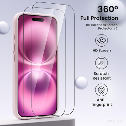 iPhone 16 Silikon Hülle Kameraschutz 2 Schutzfolien 6.1 Zoll Rosa