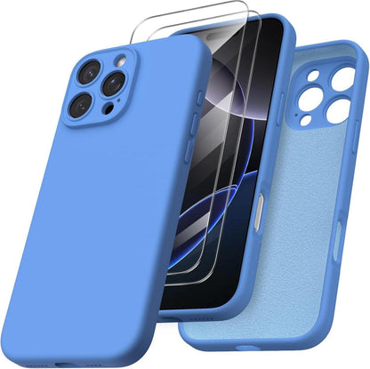 iPhone 16 Pro Max Silikonhülle mit Kameraschutz und 2 Schutzfolien